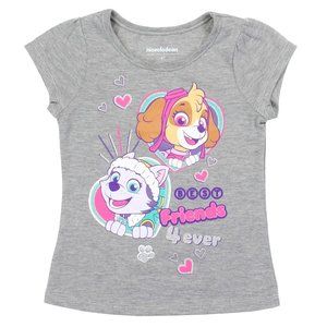 Paw Patrol Tee Toddler Girls T-Shirt Grey Short Sleeve TShirt Kids 2T 3T 4T